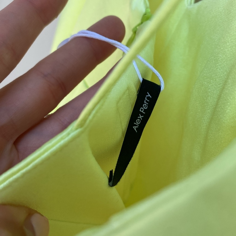 Alex Perry NWT Silk Satin Bikini Tier Ankle Length Dress in Lemon 8 - Picture 9 of 17